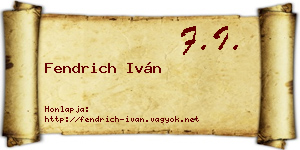 Fendrich Iván névjegykártya